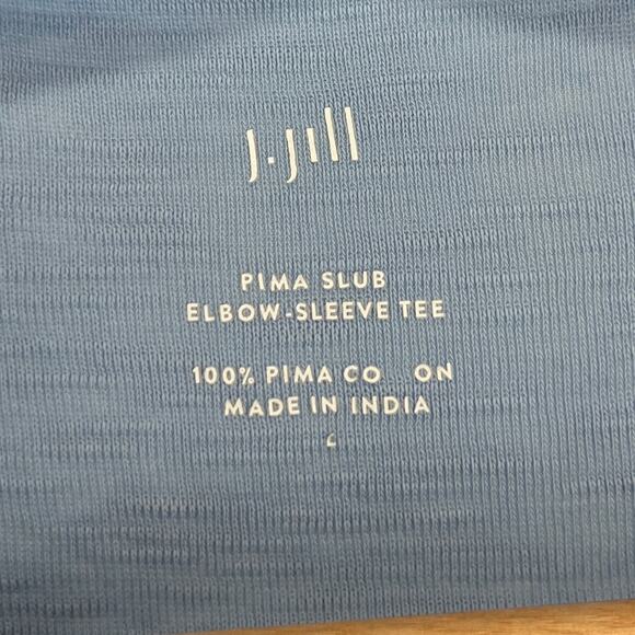 J. JILL Pima Slub Elbow Sleeve Tee Short Sleeve Shirt Blue Size L - Picture 3 of 9